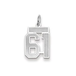 14k White Gold, Jersey Collection, Small Number 61 Pendant
